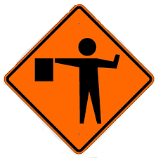 sign image - flag person ahead